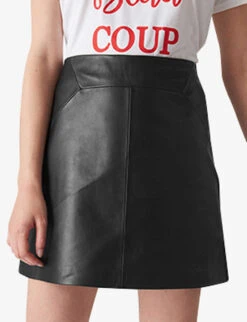 Whistles Leather Mini Skirt 7 Whistles Leather Mini Skirt -The Fashion Shop 501 10019 019250 BLACK ALT02