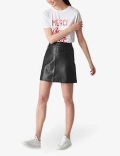 Whistles A-line Leather Skirt -The Fashion Shop 501 10019 027922 BLACK ALT01