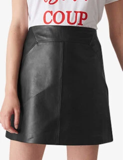 Whistles A-line Leather Skirt -The Fashion Shop 501 10019 027922 BLACK ALT02