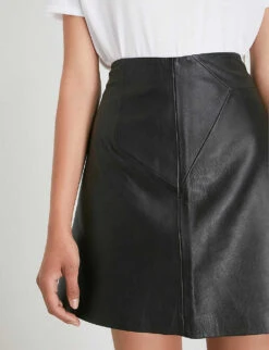Whistles A-line Leather Skirt -The Fashion Shop 501 10019 027922 BLACK ALT04