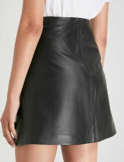 Whistles A-line Leather Skirt -The Fashion Shop 501 10019 027922 BLACK ALT05