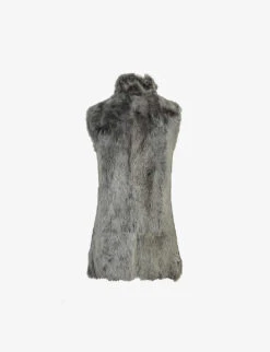 Whistles Reversible Slim-fit Shearling Gilet -The Fashion Shop 501 10019 028378 GREY ALT01