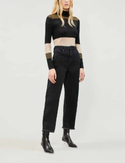 Whistles Barrel-leg High-rise Jeans -The Fashion Shop 501 10019 028812 BLACK ALT01