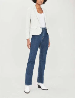 Whistles Notch-lapels Slim-fit Cotton-blend Jacket 7 Whistles Notch-lapels Slim-fit Cotton-blend Jacket -The Fashion Shop 501 10019 029479 GREY ALT01