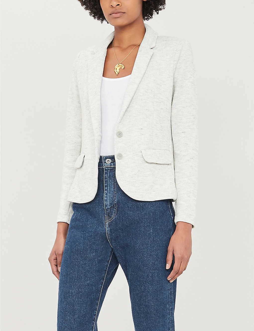 Whistles Notch-lapels Slim-fit Cotton-blend Jacket 2 Whistles Notch-lapels Slim-fit Cotton-blend Jacket - Image 2