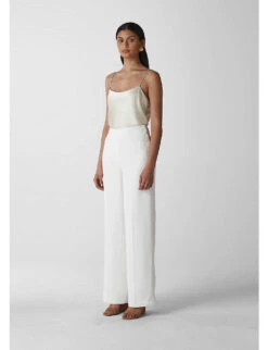 Whistles Scoop-neck Silk-satin Top -The Fashion Shop 501 10019 029970 SILVER ALT01