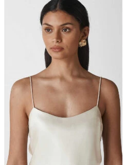 Whistles Scoop-neck Silk-satin Top -The Fashion Shop 501 10019 029970 SILVER ALT03