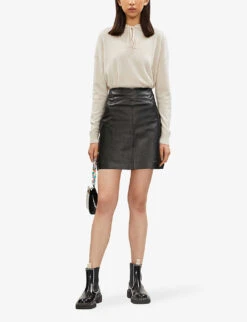 Whistles A-line Leather Mini Skirt 7 Whistles A-line Leather Mini Skirt -The Fashion Shop 501 10019 030301 BLACK ALT01