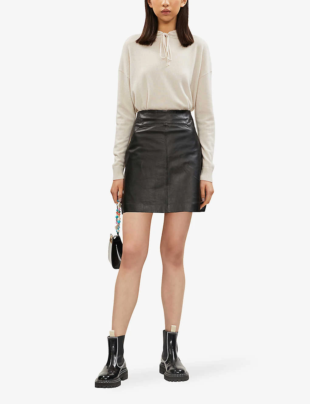 Whistles A-line Leather Mini Skirt 3 Whistles A-line Leather Mini Skirt - Image 3