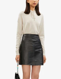 Whistles A-line Leather Mini Skirt 8 Whistles A-line Leather Mini Skirt -The Fashion Shop 501 10019 030301 BLACK ALT02