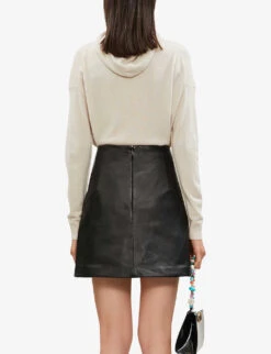 Whistles A-line Leather Mini Skirt 9 Whistles A-line Leather Mini Skirt -The Fashion Shop 501 10019 030301 BLACK ALT03