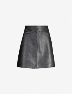 Whistles A-line Leather Mini Skirt