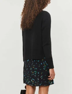 Whistles Button-up Cotton-blend Cardigan -The Fashion Shop 501 10019 030736 BLACK ALT02