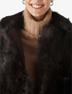 Whistles Sienna Relaxed-fit Sheepskin Coat -The Fashion Shop 501 10019 30422 CHOCOLATE ALT03