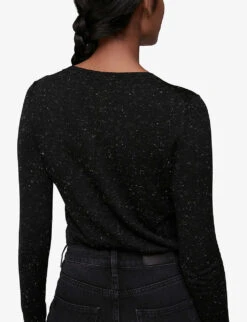Whistles Annie Metallic Knitted Jumper -The Fashion Shop R00036891 BLACK ALT03