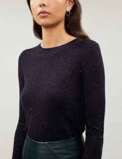 Whistles Annie Metallic Knitted Jumper -The Fashion Shop R00050198 NAVY ALT03