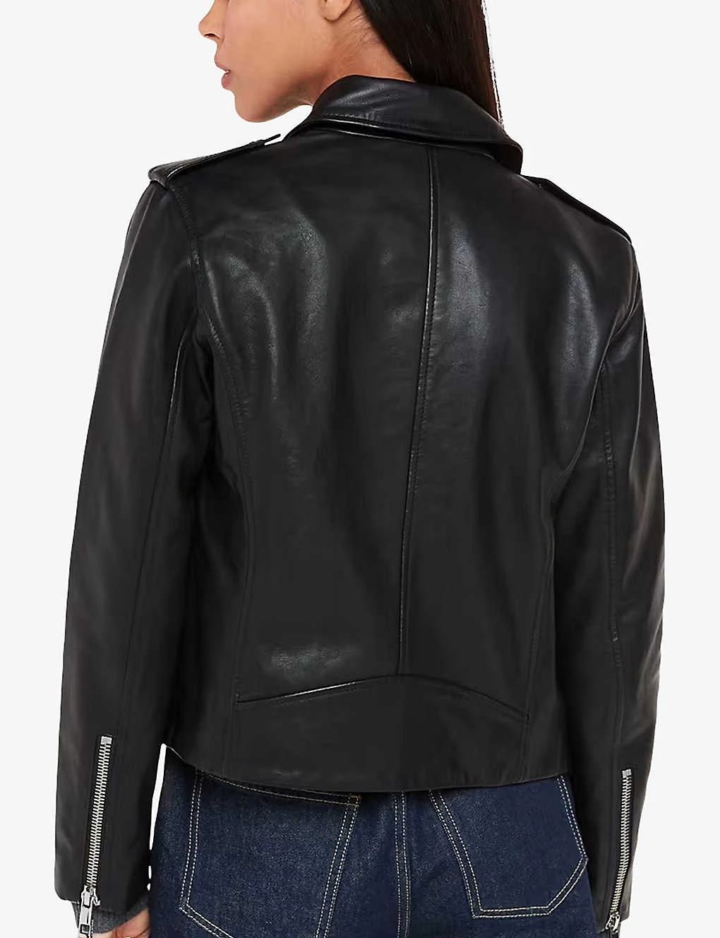 Whistles Agnes Zip-through Sheepskin-leather Biker Jacket 4 Whistles Agnes Zip-through Sheepskin-leather Biker Jacket - Image 4