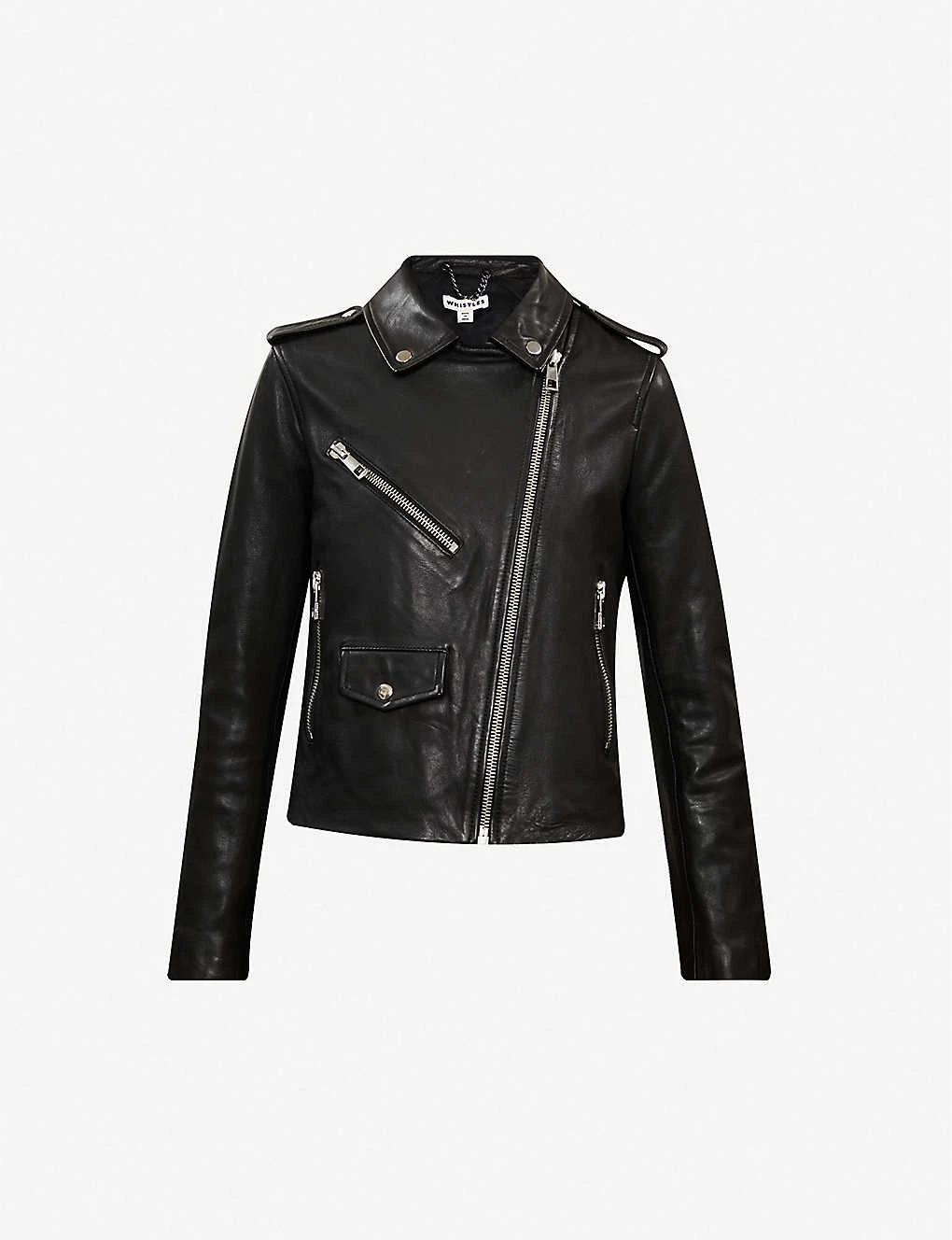Whistles Agnes Zip-through Sheepskin-leather Biker Jacket 1 Whistles Agnes Zip-through Sheepskin-leather Biker Jacket