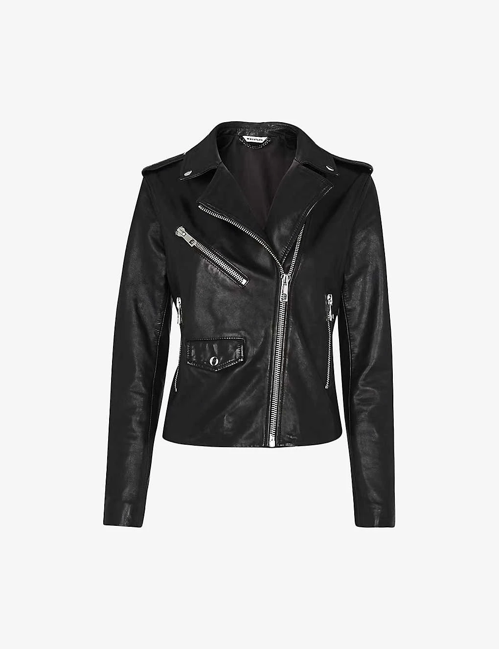 Whistles Agnes Zip-through Sheepskin-leather Biker Jacket 2 Whistles Agnes Zip-through Sheepskin-leather Biker Jacket - Image 2