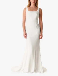 Whistles Mia Square-neck Crepe Wedding Gown 7 Whistles Mia Square-neck Crepe Wedding Gown -The Fashion Shop R00109042 CREAM ALT01