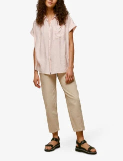 Whistles Nicola Short-sleeve Crepe Shirt -The Fashion Shop R00112614 PALEPINK ALT01