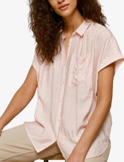 Whistles Nicola Short-sleeve Crepe Shirt -The Fashion Shop R00112614 PALEPINK ALT02