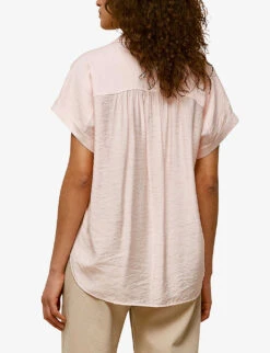 Whistles Nicola Short-sleeve Crepe Shirt -The Fashion Shop R00112614 PALEPINK ALT03