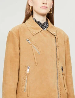 Whistles Tessa Suede Biker Jacket 9 Whistles Tessa Suede Biker Jacket -The Fashion Shop R00118238 CREAM ALT03