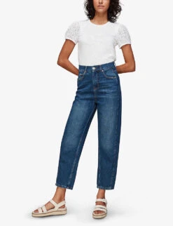 Whistles Broderie Anglaise-embellished Cotton T-shirt 8 Whistles Broderie Anglaise-embellished Cotton T-shirt -The Fashion Shop R00126751 WHITE ALT01