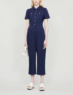 Whistles Emma Cotton-blend Jumpsuit 7 Whistles Emma Cotton-blend Jumpsuit -The Fashion Shop R00126753 NAVY ALT01