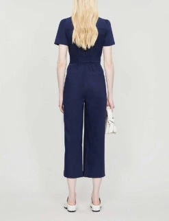 Whistles Emma Cotton-blend Jumpsuit 8 Whistles Emma Cotton-blend Jumpsuit -The Fashion Shop R00126753 NAVY ALT02