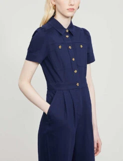 Whistles Emma Cotton-blend Jumpsuit 9 Whistles Emma Cotton-blend Jumpsuit -The Fashion Shop R00126753 NAVY ALT03