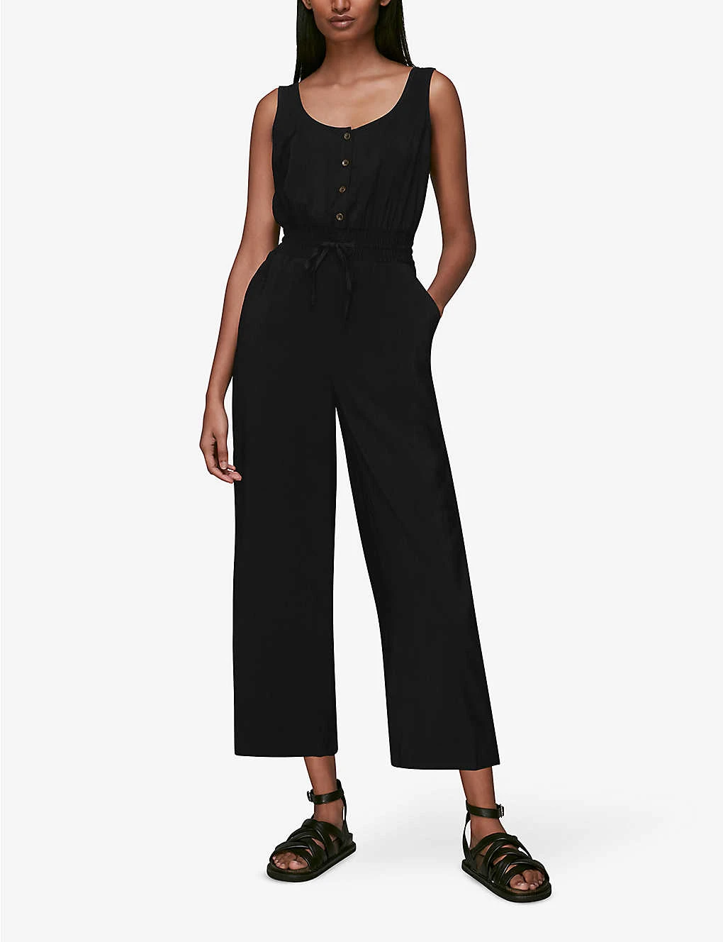 Whistles Quinn Sleeveless V-neck Woven Jumpsuit 3 Whistles Quinn Sleeveless V-neck Woven Jumpsuit - Image 3