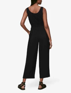 Whistles Quinn Sleeveless V-neck Woven Jumpsuit 9 Whistles Quinn Sleeveless V-neck Woven Jumpsuit -The Fashion Shop R00684011 BLACK ALT02