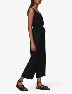 Whistles Quinn Sleeveless V-neck Woven Jumpsuit 10 Whistles Quinn Sleeveless V-neck Woven Jumpsuit -The Fashion Shop R00684011 BLACK ALT03