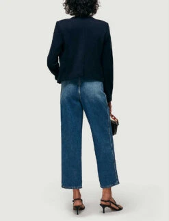 Whistles Collarless Slim Cotton Jacket -The Fashion Shop R01509011 NAVY ALT02