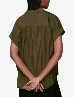 Whistles Nicola Short-sleeve Crepe Shirt 7 Whistles Nicola Short-sleeve Crepe Shirt -The Fashion Shop R02126411 KHAKIOLIVE ALT02