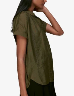 Whistles Nicola Short-sleeve Crepe Shirt 9 Whistles Nicola Short-sleeve Crepe Shirt -The Fashion Shop R02126411 KHAKIOLIVE ALT04