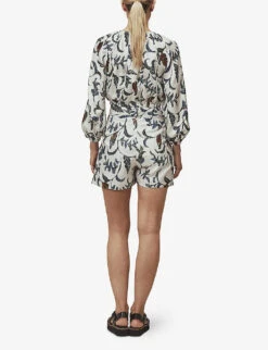 Whistles Subrina Graphic-print Crepe Top -The Fashion Shop R03645041 MULTICOLOURED ALT02