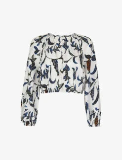 Whistles Subrina Graphic-print Crepe Top