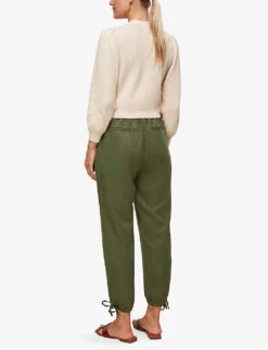 Whistles Cargo Washed Cotton Trousers -The Fashion Shop R03648575 KHAKIOLIVE ALT02