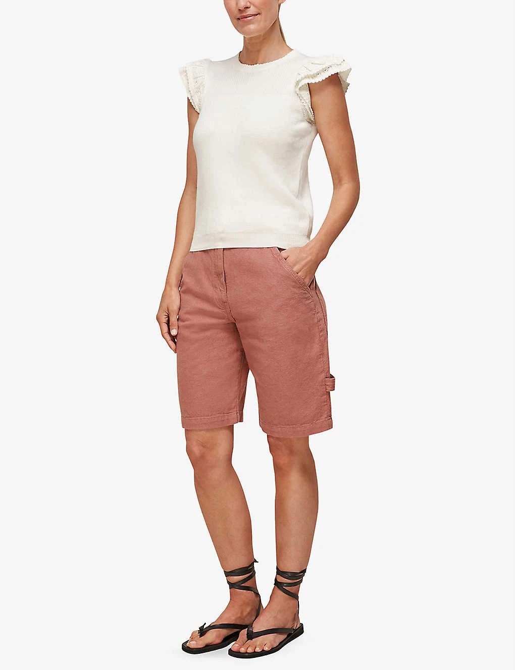 Whistles Pointelle Frill-sleeve Cotton Top 2 Whistles Pointelle Frill-sleeve Cotton Top - Image 2