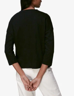 Whistles Round-neck Cotton-jersey T-shirt 7 Whistles Round-neck Cotton-jersey T-shirt -The Fashion Shop R03659863 BLACK ALT02