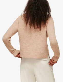 Whistles Ribbed Stretch-woven Cardigan -The Fashion Shop R03667486 TAN ALT02