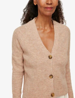 Whistles Ribbed Stretch-woven Cardigan -The Fashion Shop R03667486 TAN ALT03