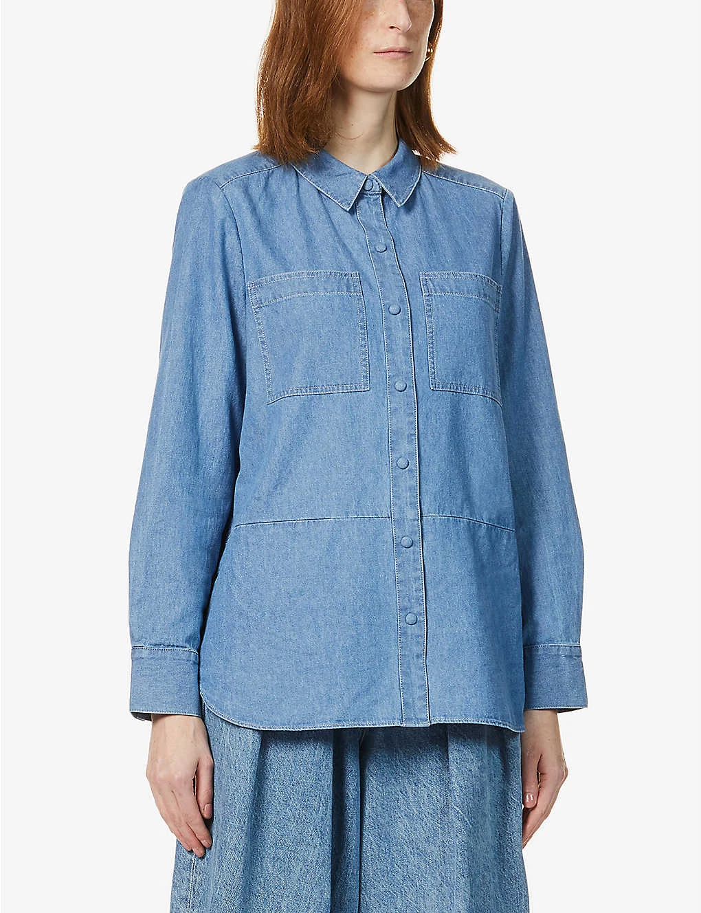 Whistles Soki Chambray Cotton Shirt 2 Whistles Soki Chambray Cotton Shirt - Image 2