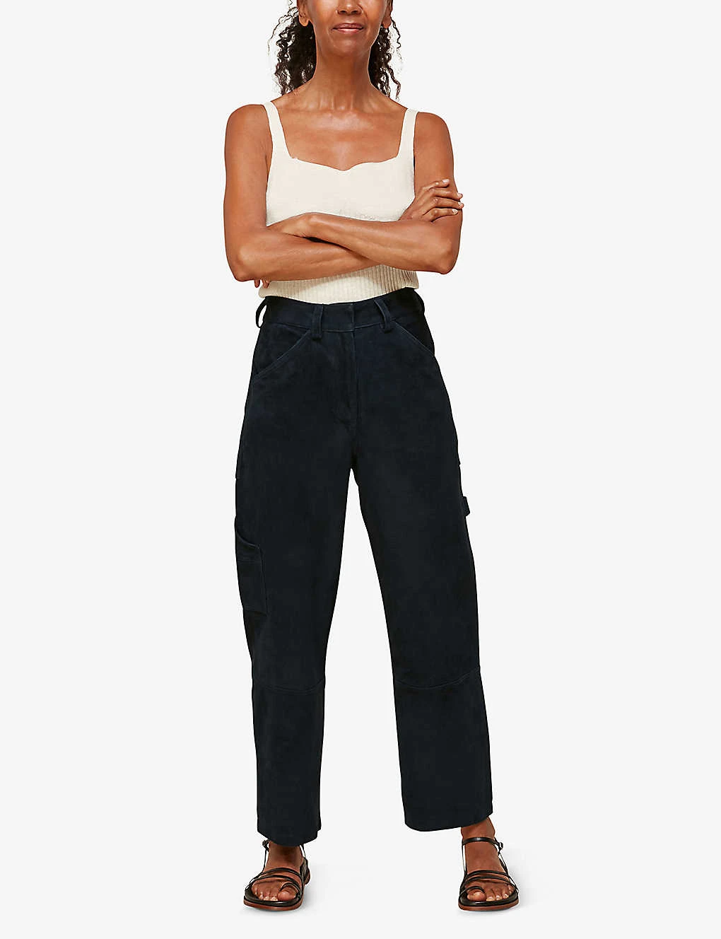 Whistles Panelled Suede Cargo Trousers 2 Whistles Panelled Suede Cargo Trousers - Image 2
