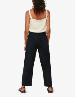 Whistles Panelled Suede Cargo Trousers 6 Whistles Panelled Suede Cargo Trousers -The Fashion Shop R03676341 NAVY ALT02