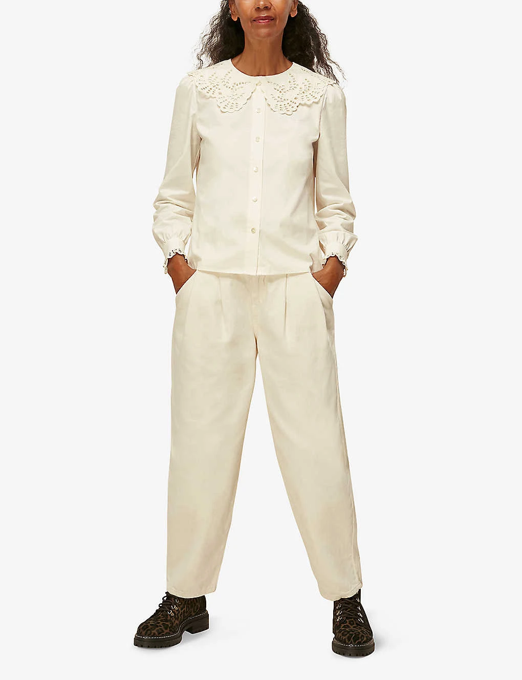 Whistles Lace-embellished Cotton Blouse 2 Whistles Lace-embellished Cotton Blouse - Image 2