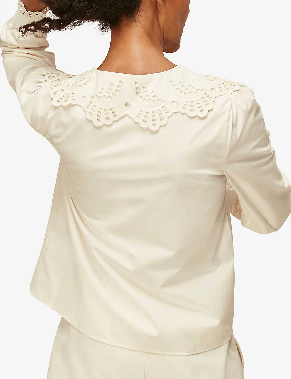 Whistles Lace-embellished Cotton Blouse 3 Whistles Lace-embellished Cotton Blouse - Image 3
